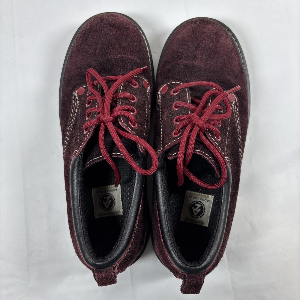 Vintage Arizona Womens 8M Retro 90s Y2K Oxford Burgundy Suede Shoes Chunky RARE - Picture 4 of 11